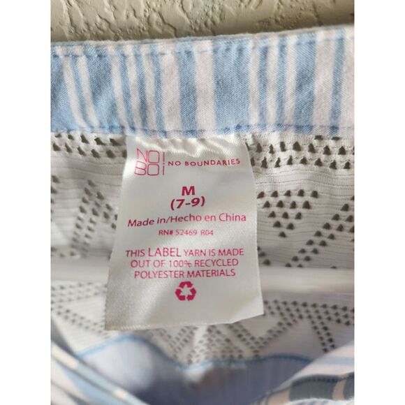 No Boundaries Juniors Sz M Knee Length Summer Dress Light Blue White Striped - Picture 2 of 4